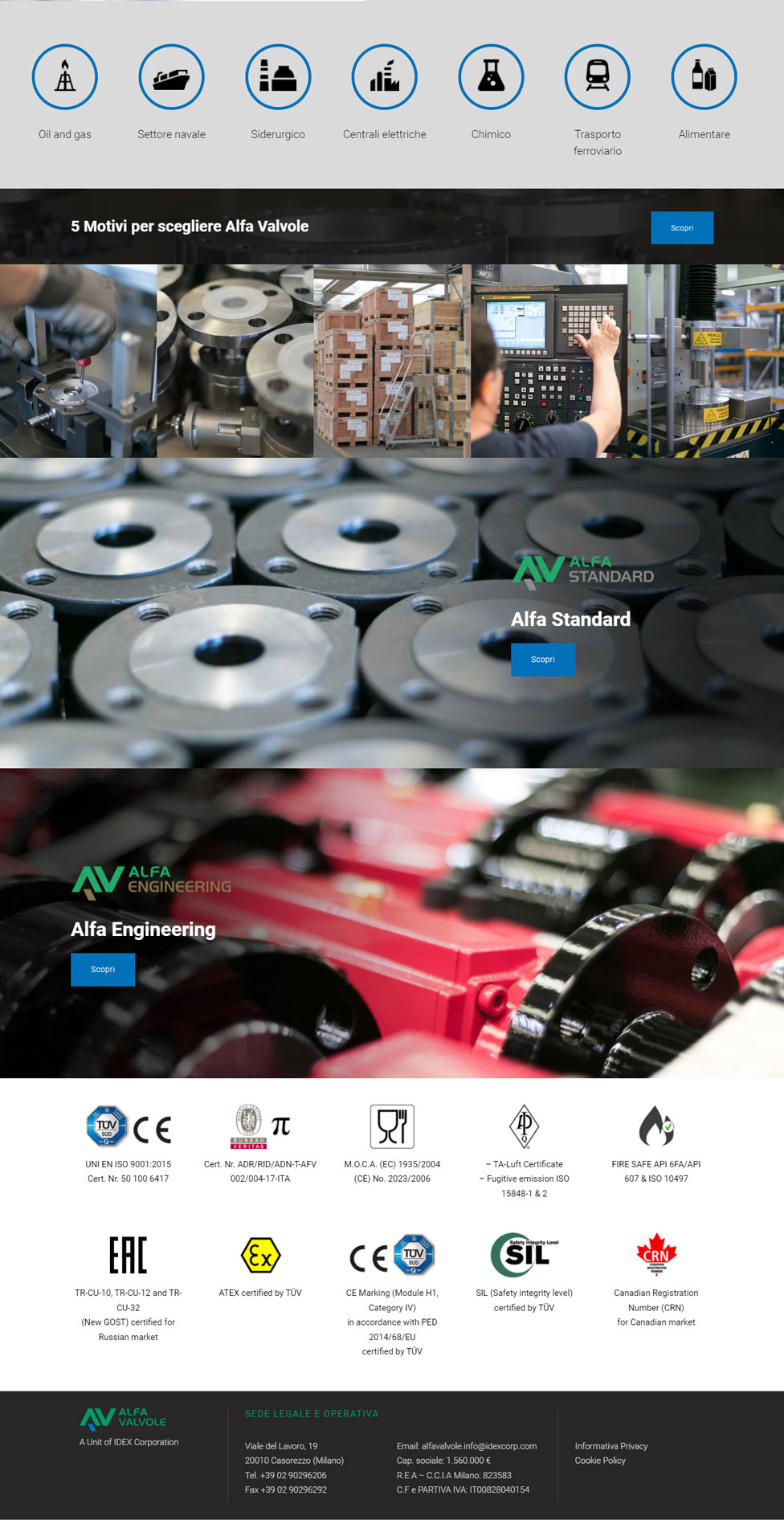 Alfa valvole dettaglio homepage